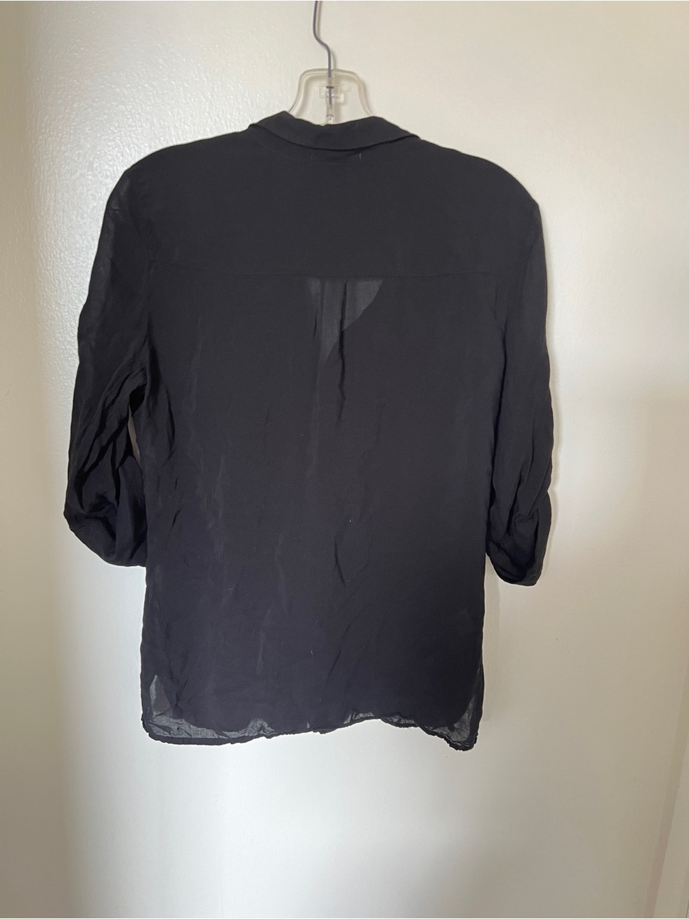 James Perse Women’s Black Blouse Size M Classic Minimalist Button Front Shirt - Picture 5 of 7